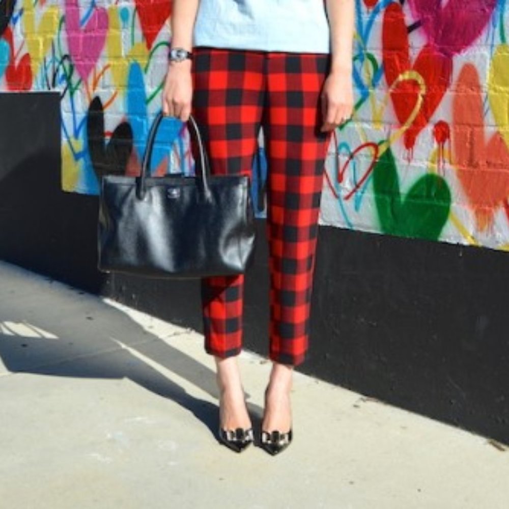 Old Navy Harper pant in red buffalo plaid